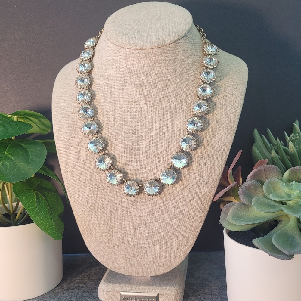 J.Crew Venus Flytrap Martha Brulee Rivoli Crystal Necklace 18in Georgian